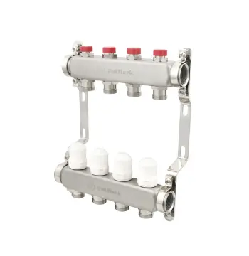 Коллектор Polmark 1"x3/4" 4 выхода с термоклапанами без евроконусов