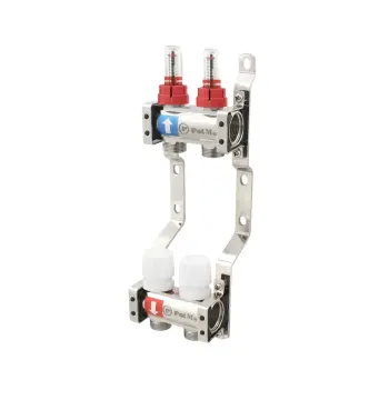 Колектор PLM 1"x3/4" 2 виходи з термоклапанами та витратомірами PBMF102