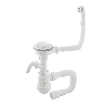 Сифон для мийкм PLM 3 1/2"x40 с різьбовим випуском 40x40/50 і гнучк. переливом PM 40 SF 20 25 EW
