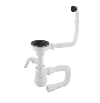 Сифон для мийки PLM 3 1/2"x40 з різьбовим випуском 40x40/50 і гнучк.переливом PM 40 SF 20 24 ЕВ
