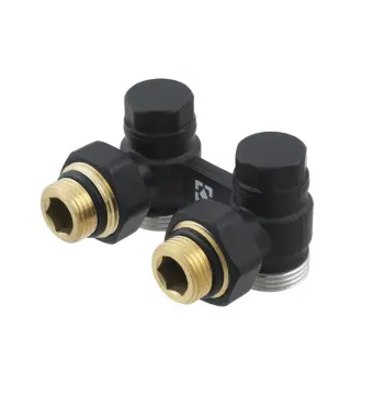 Вузол нижнього підключення радіатора Raftec BLACK кутовий 1/2"х3/4" DHRKA11-B