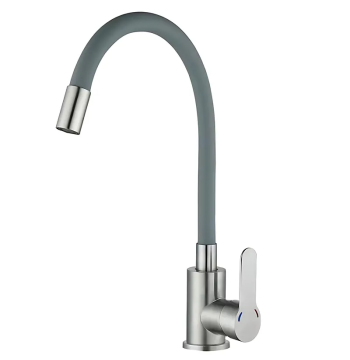 Смеситель для кухни MIXXUS DAX-011-T REFL.GRAY с гибким изливом из нерж. стали SUS304 (Цвет нерж+излив серый) (MI8496)
