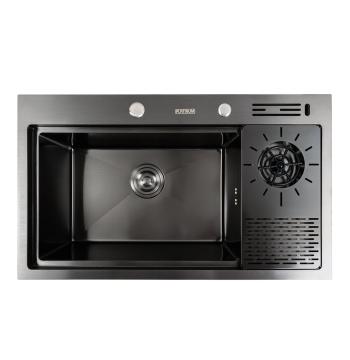 Кухонна мийка чорна PVD 78*46 Platinum Handmade