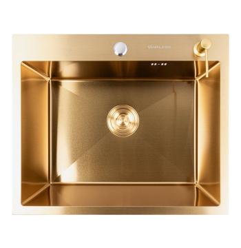 Мийка кухонна нержавіюча сталь PVD Gold для кухні VALESO 60*50 Handmade 3.0/0.8