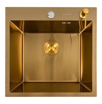 Кухонна мийка 50*50 PVD Gold Valeso Handmade (сифон круглий, 3,0/0,8)