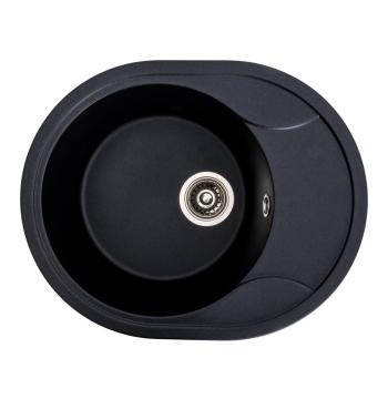 Гранітна мийка для кухні Platinum 5847 ONYX матова (чорний металік)