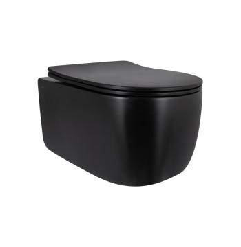 Унітаз підвісний Qtap Taurus Ultra Quiet 515×360×350 мм, Matt Black, з сидінням Slim Duroplast / Soft-close / Quick Release QTTAU28BLM50504