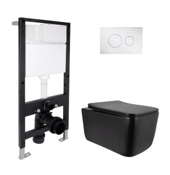 Готове рішення Qtap для ванної кімнати: підвісний унітаз Gemini Ultra Quiet 520x360x350 + комплект інсталяції Standard (кругла клавіша Chrome)