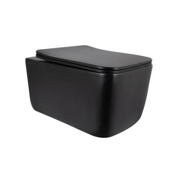 Унітаз підвісний Qtap Gemini Ultra Quiet 485×340×350 мм, Matt Black, з сидінням Slim Duroplast / Soft-close / Quick Release QTGEM28BLM50505