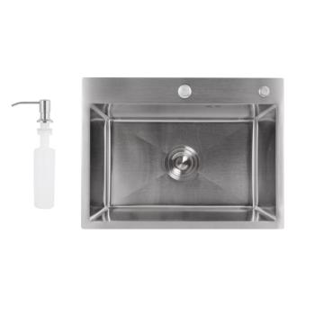 Мойка для кухни интегрированная Lidz Handmade H5843 Brushed Steel 3,0/1,0 мм LDH5843BRU49442