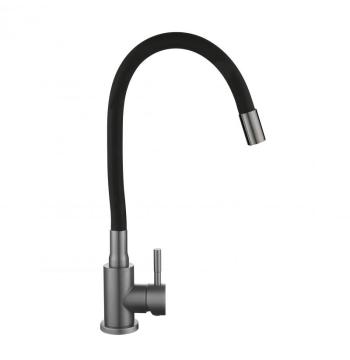 Змішувач для кухні Lidz Aria 015F3 (k35) з гнучким виливом LDARI015F3BGRP49564 Graphite/Black