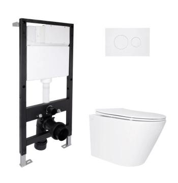 Готове рішення Qtap для ванної кімнати: підвісний унітаз Swan Ultra Quiet 520x360x320 + комплект інсталяції Standard (кругла клавіша White)