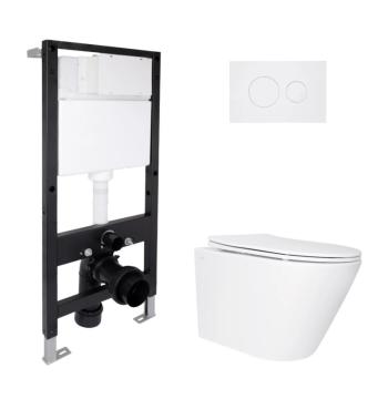 Готове рішення Qtap для ванної кімнати: підвісний унітаз Swan Ultra Quiet 485x360x320 + комплект інсталяції Standard (кругла клавіша White)