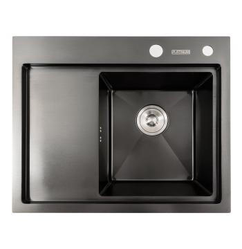 Кухонна мийка CM 58*48 R чорна PVD VALESO Handmade (круглий сифон 3,0/1.0)