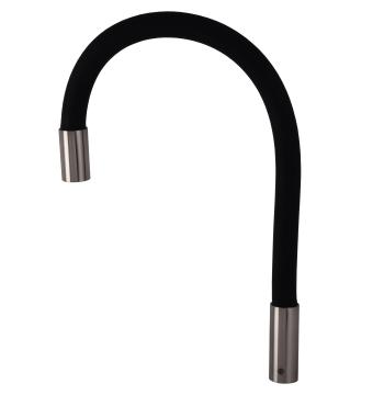 DLR-STEEL-BLACK-Гусак д/кухонного змішувача Гофра-Силикон з розпилювачем Чорний