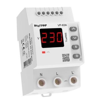 Реле напруги DigiTOP VP-63A M3R (63А, підключ. низ, 3 Din, контроль/демонстація напруги, термозахи)