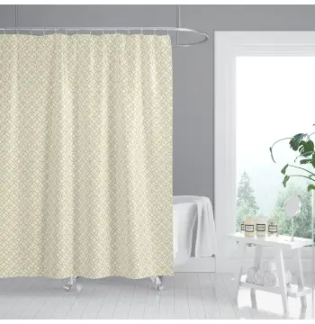 Шторка для ванной MIXXUS SCT-001-180x180 из полиэстера со встроенными кольцами (Узор бежевый) (AC0650)