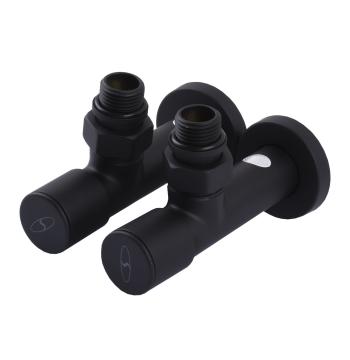 Набор Кран вентильный угловой с американкой SOLOMON LUX 1/2″ 7777 (2шт.) BLACK (1уп)