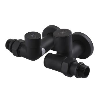 Набор Кран вентильный угловой с американкой SOLOMON LUX 1/2″ 7777 TEN (2шт.) BLACK (1уп)
