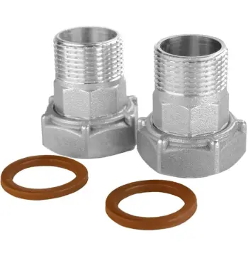 Комплект штуцеров для счетчика никелированный 1 1/2″ВР х 1 1/4″НР с биконит.прокладкой Б2748КбА(нк)