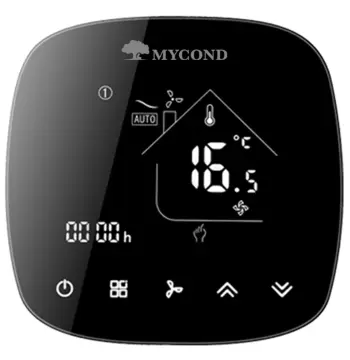 Термостат квадратный сенсорный черный LED 1 канал AC220V Wi-Fi /MC-FL-B-WF MYCOND/