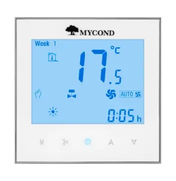Термостат квадратный сенсорный белый LCD 2 канала AC220V Wi-Fi /MС-TRF-B2F-W-4 MYCOND/